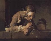 Jean Baptiste Simeon Chardin Blowing bubbles juvenile oil painting